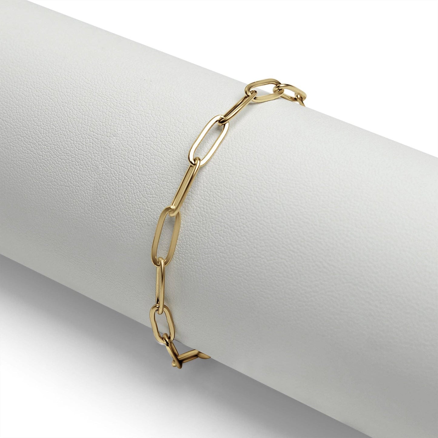 Stainless Steel Paperclip with Charm Keeper Chain Bracelet: Stainless / 6.5"