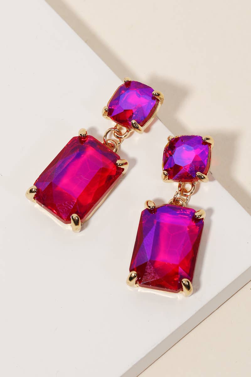 Rectangle Crystal Drop Earrings: GCL