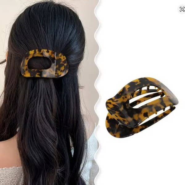 Jumbo Lay Flat Oval Hair Claw Clips Secure Styling | 40H993: Black