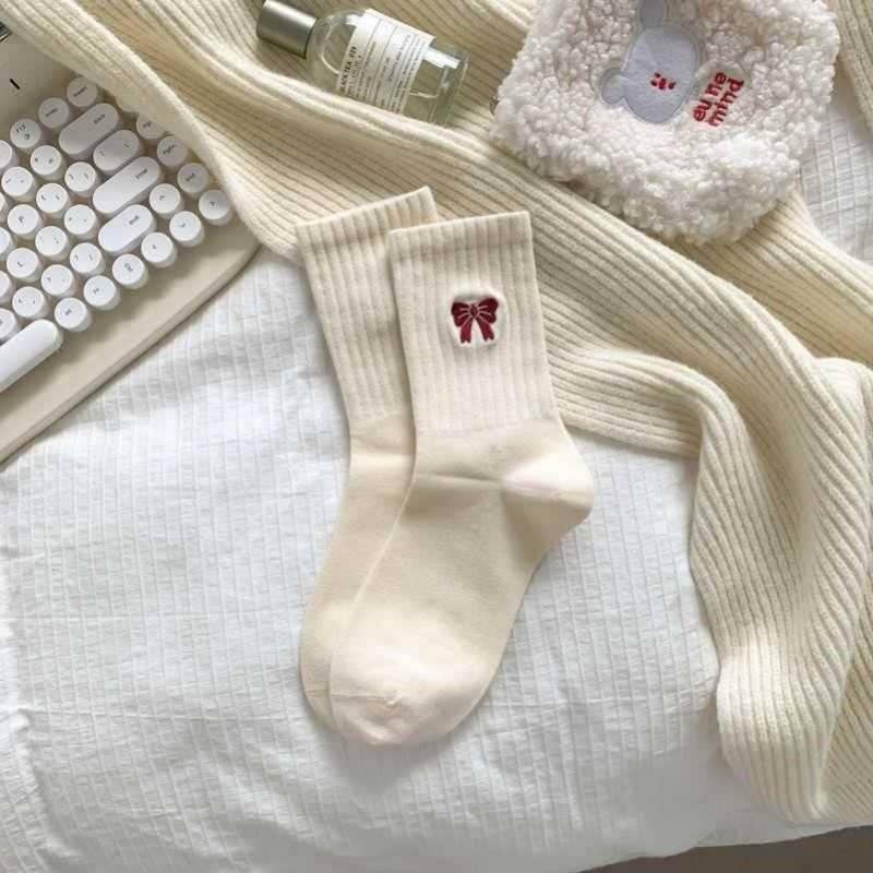 BOW HALF CREW THROWBACK SOCKS | 40S02057: Wine