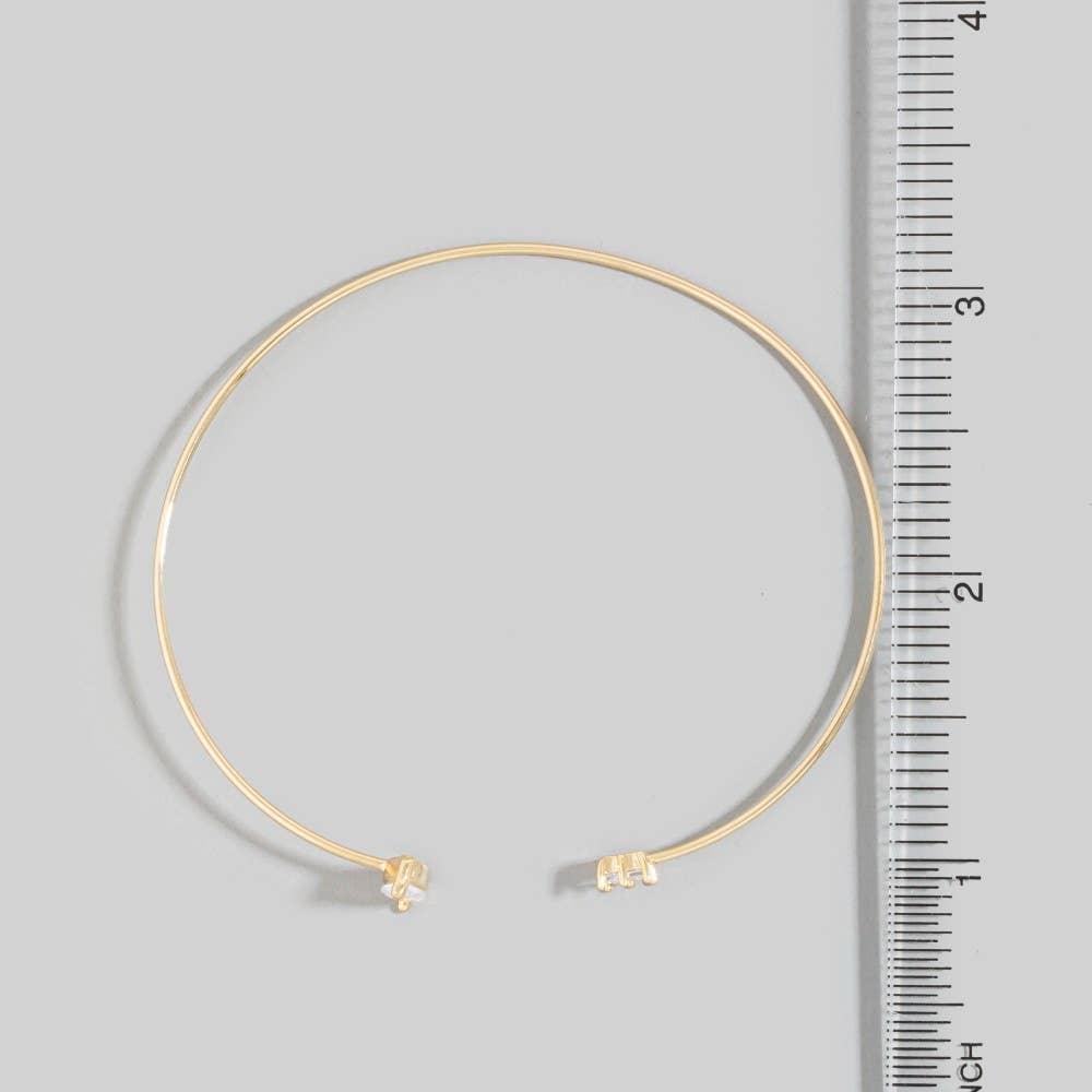 Oval Cz Stone Dainty Open Cuff Bracelet: GD
