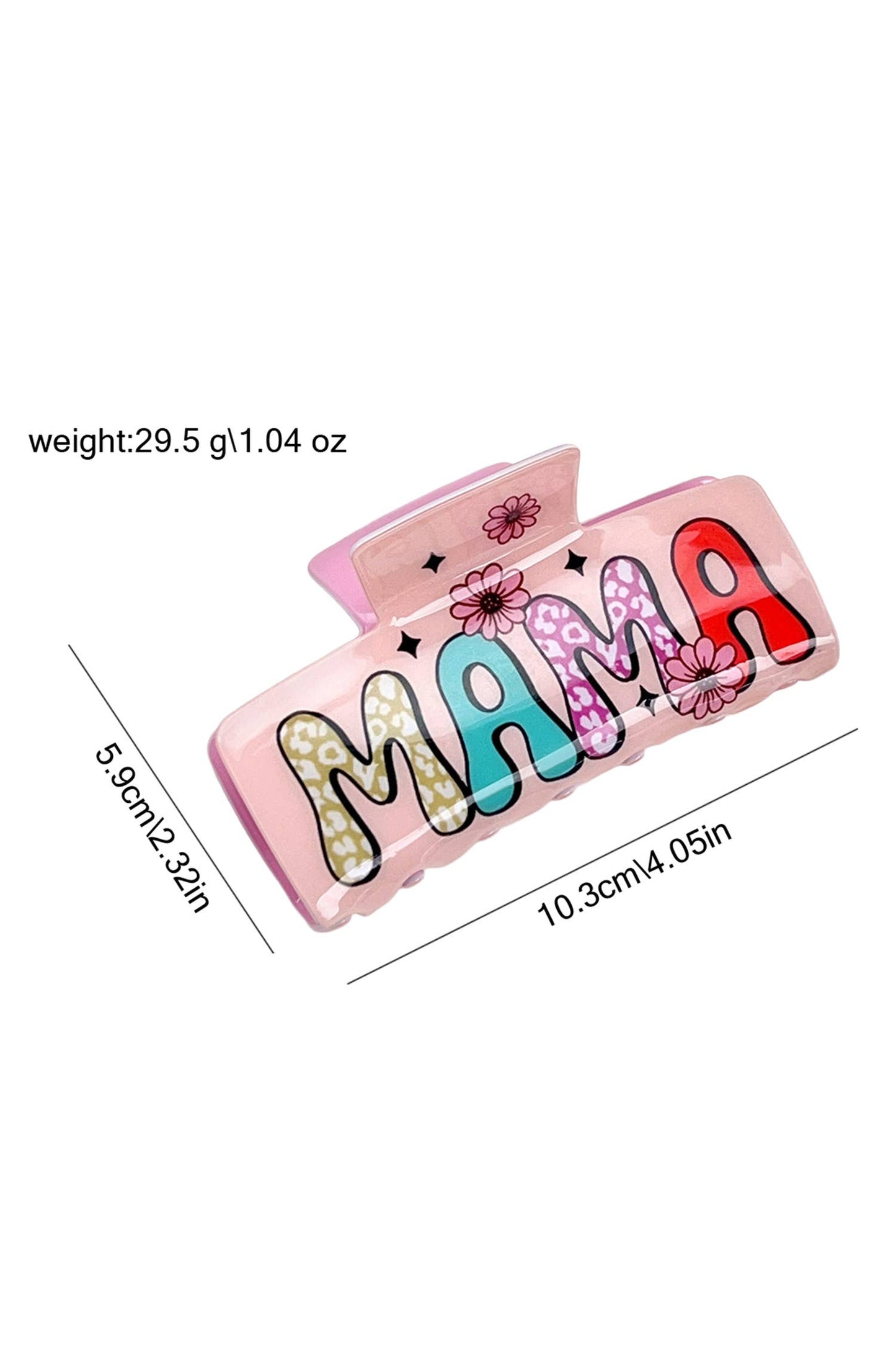 "MAMA" Flower Print Hair Claw Clip Styling Accessory: Pink / ONE SIZE