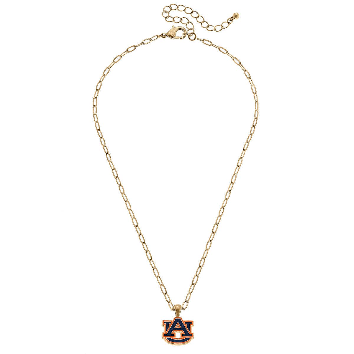 Auburn Tigers Enamel Pendant Necklace in Navy/Burnt Orange