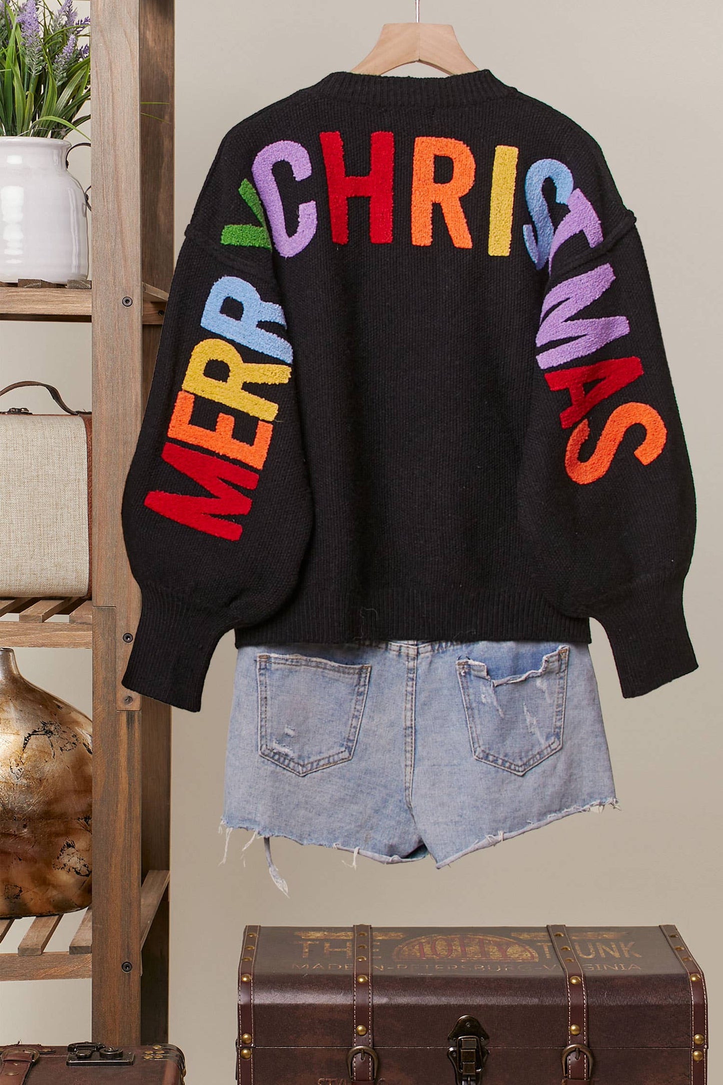OVERSIZE Christmas Sweater with Lettering: Red / M