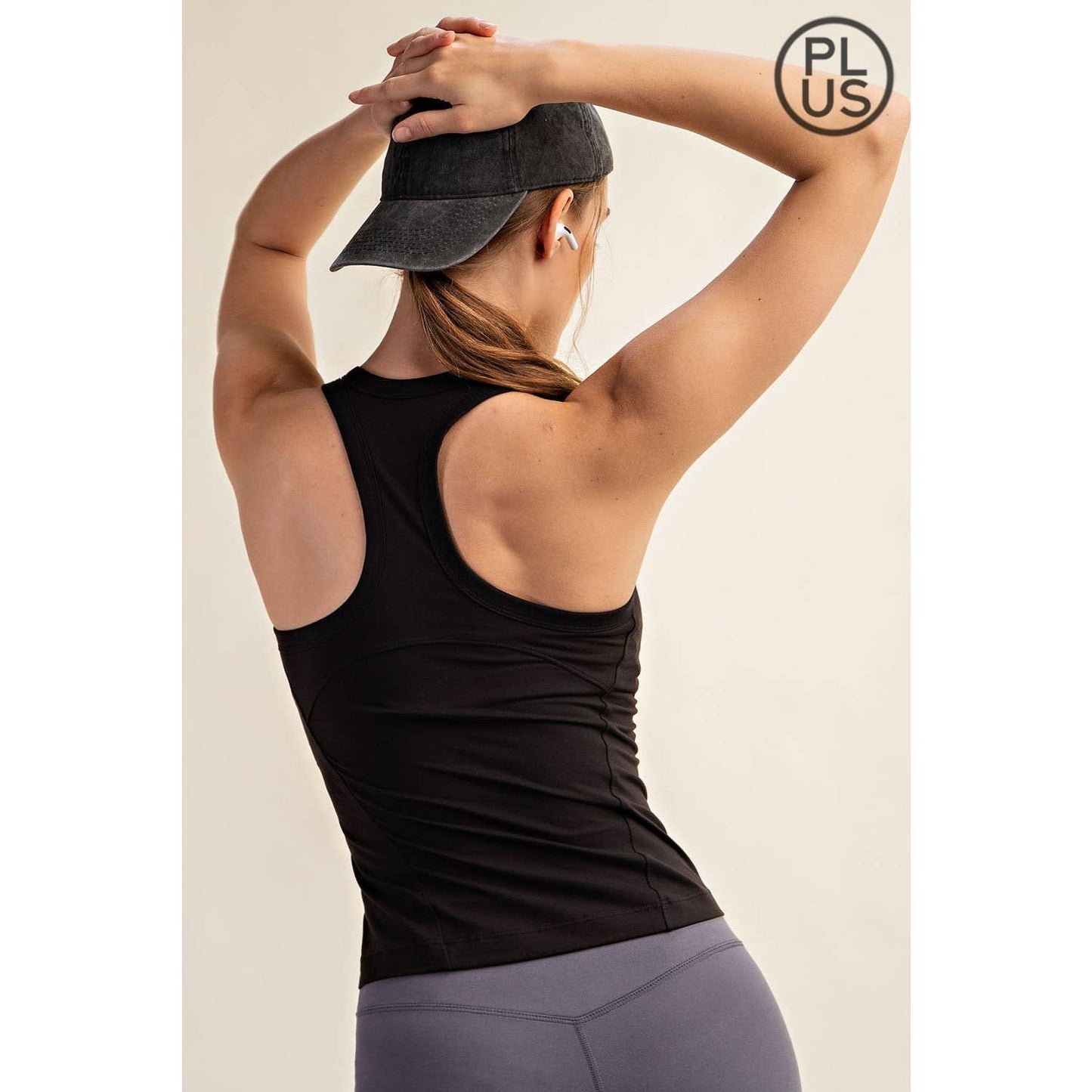 PLUS SIZE BUTTER SLEEVELESS RACER BACK TANK TOP: Tidal Wave / 1X-2X-3X(3-2-1)