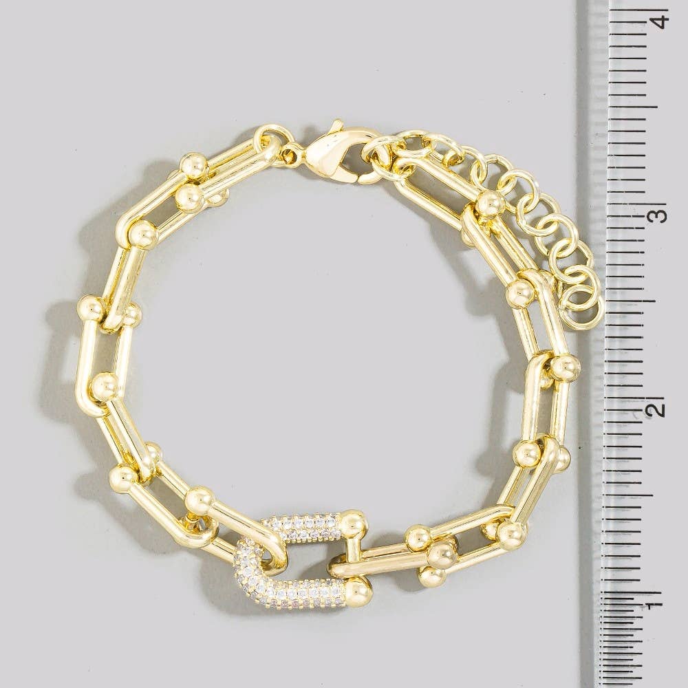 Gold Dipped Cz Chain Clasp Bracelet: GD