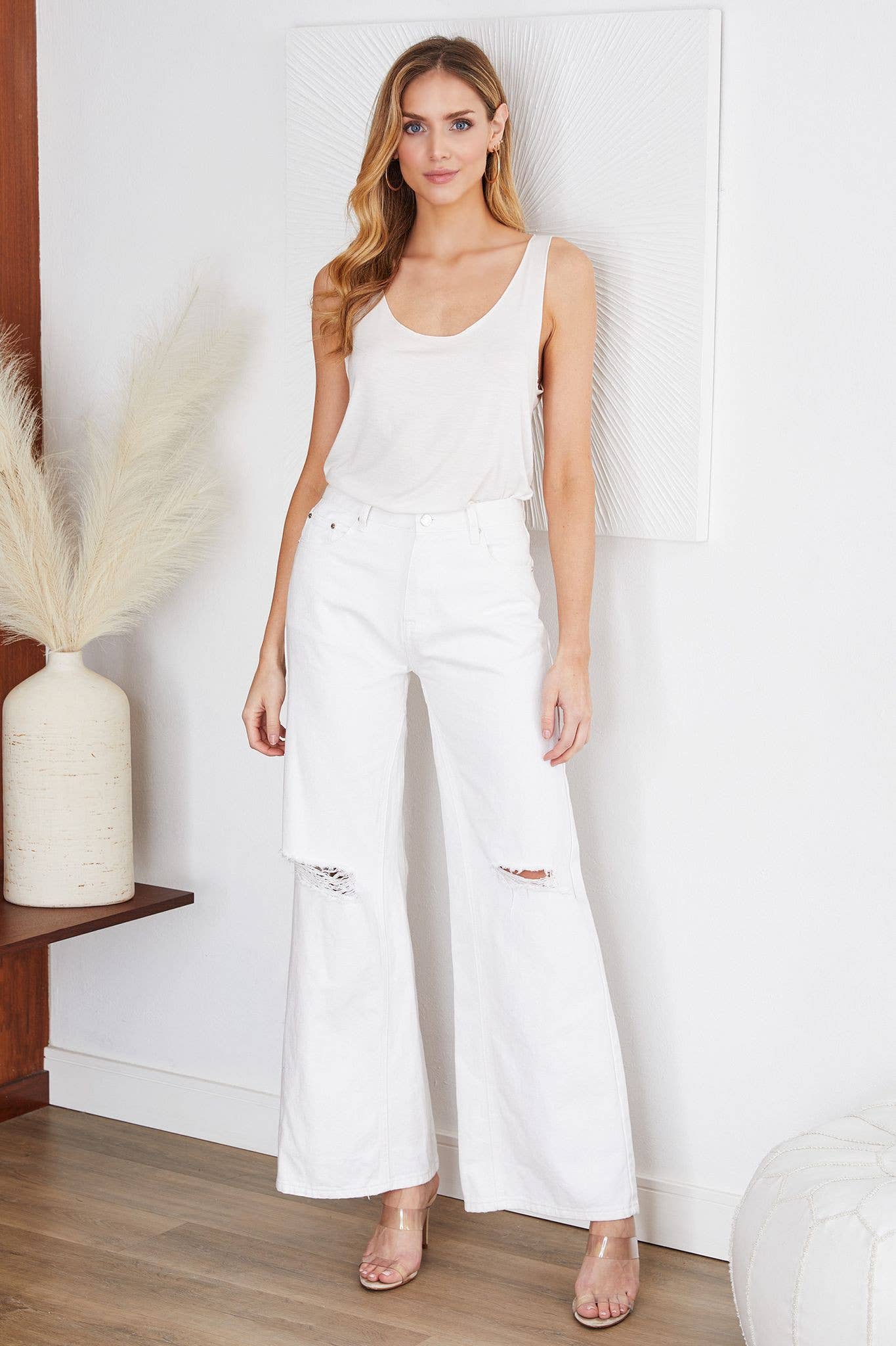 WHITE DENIM PANTS (A820-2): MEDIUM