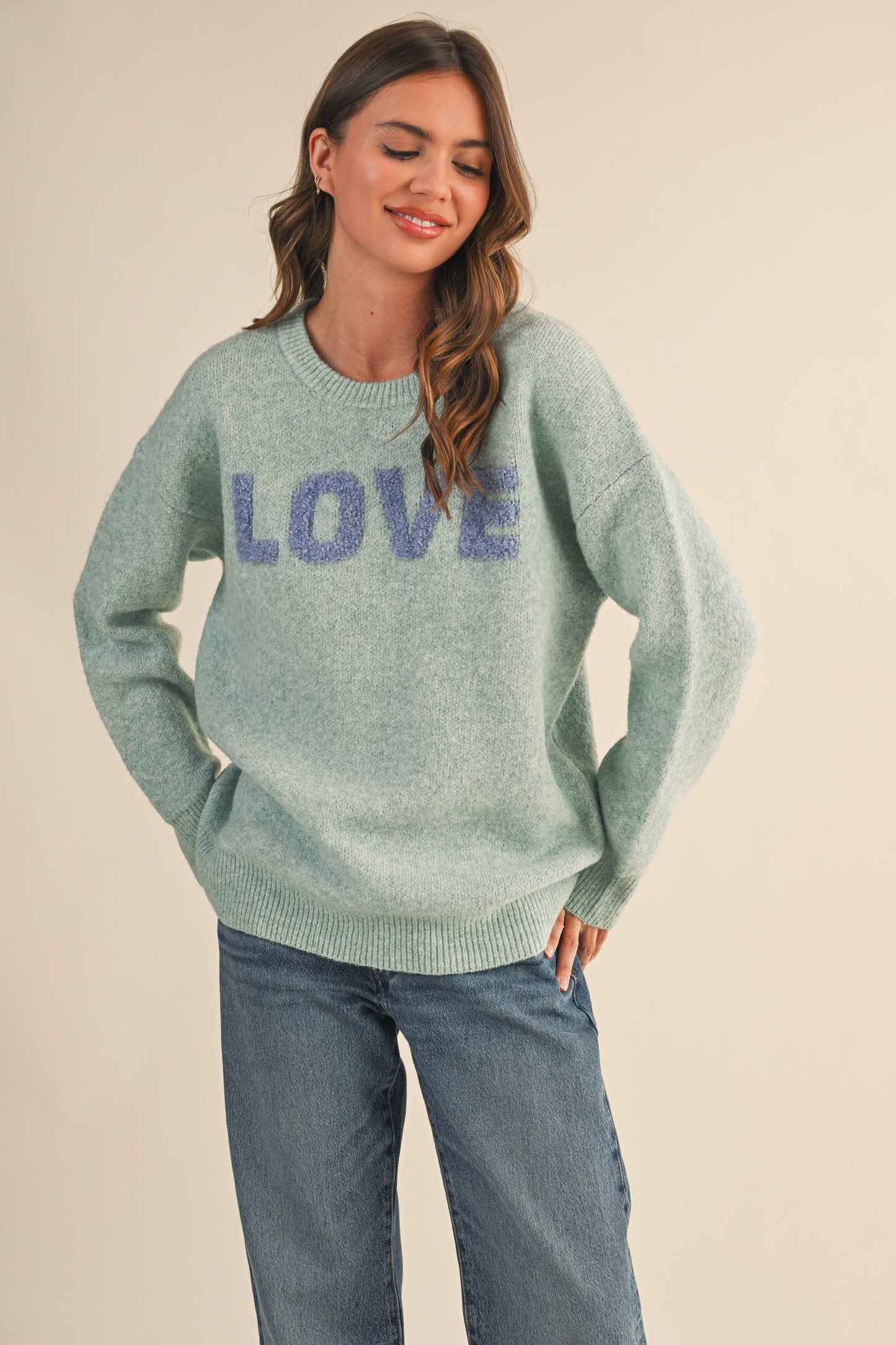 IT4433 LOVE COZY SOFT SWEATER TOP: SAGE / M