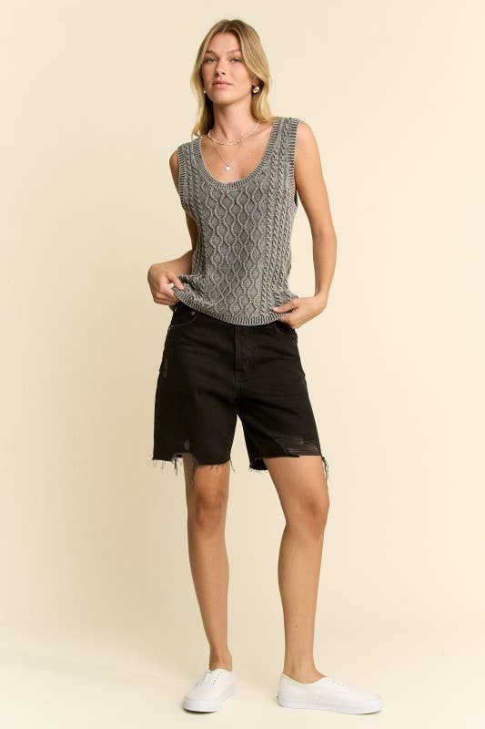 KNIT SWEATER TANK TOP: CHARCOAL / S
