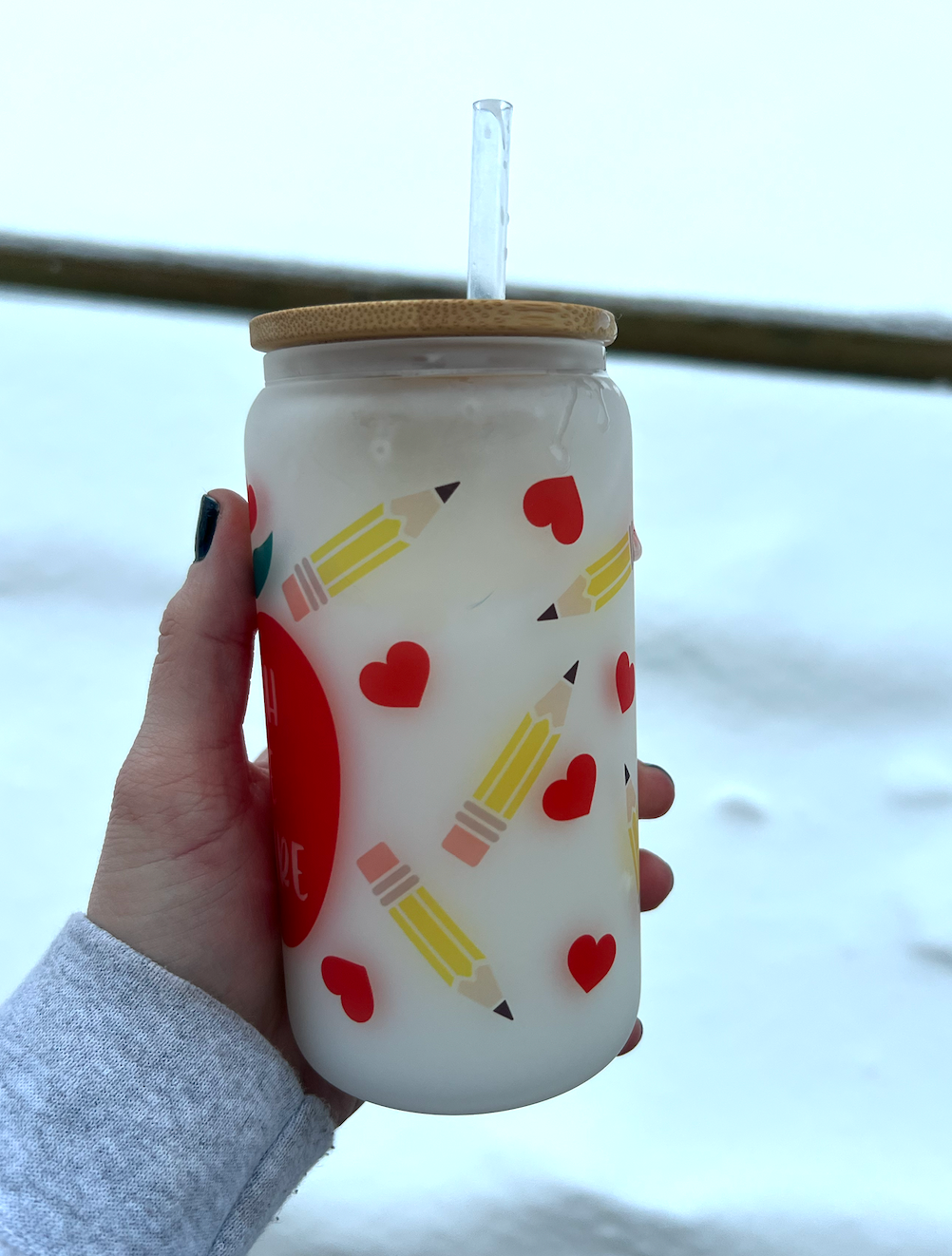 Teach Love Inspire Glass Can