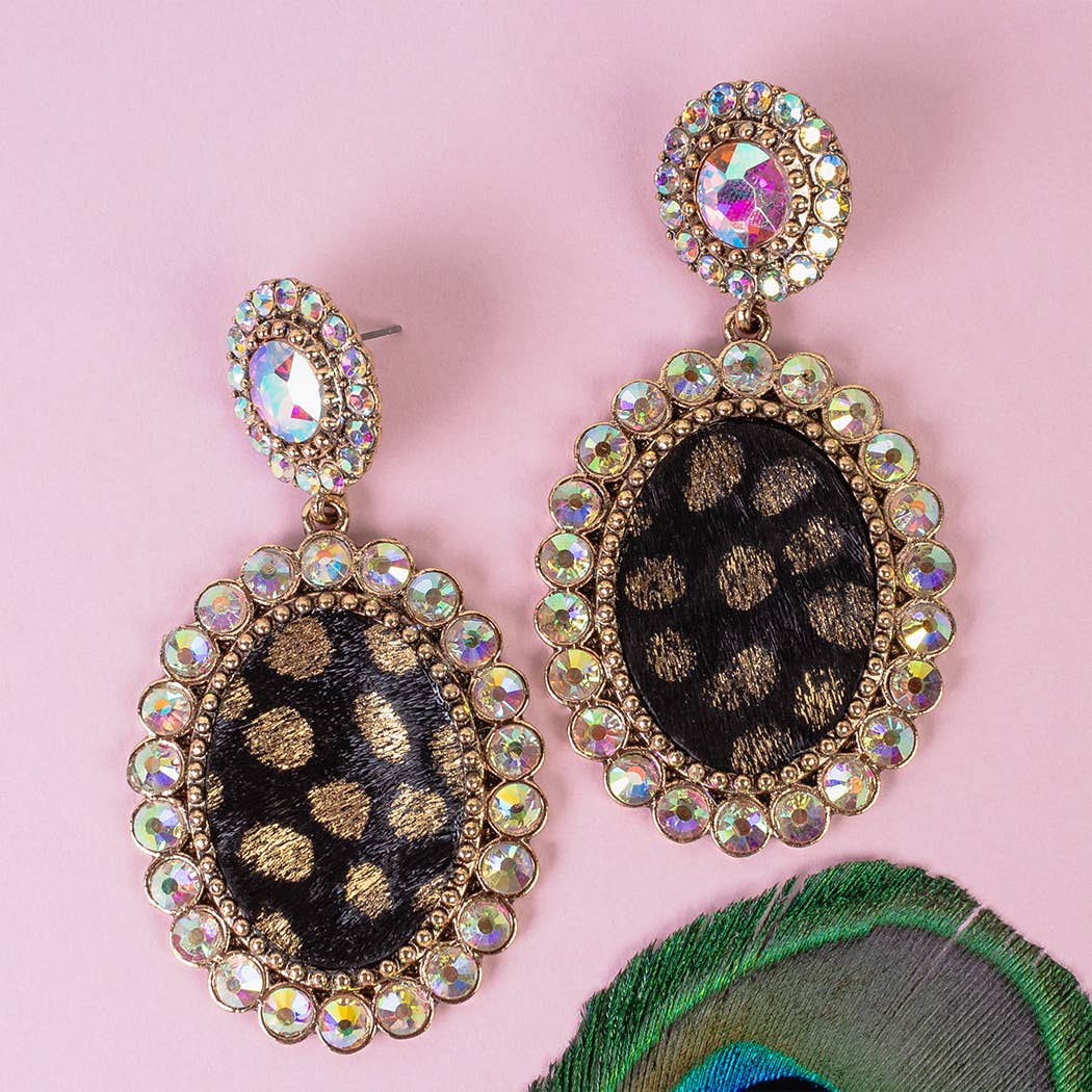 Animal Print Drop Earrings: White