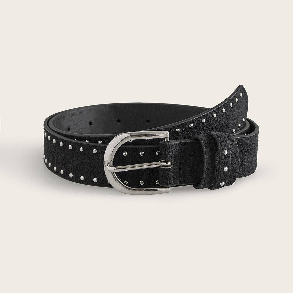 Suede Studs With Western Style Straps: Black / M