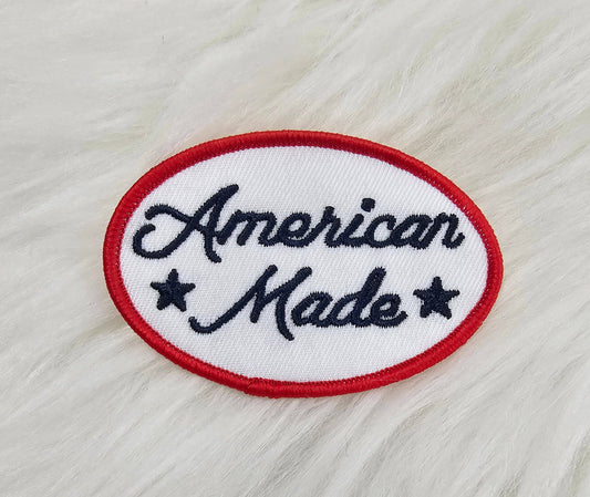 American Made Embroidery Iron On Patch: Red, White, and Blue