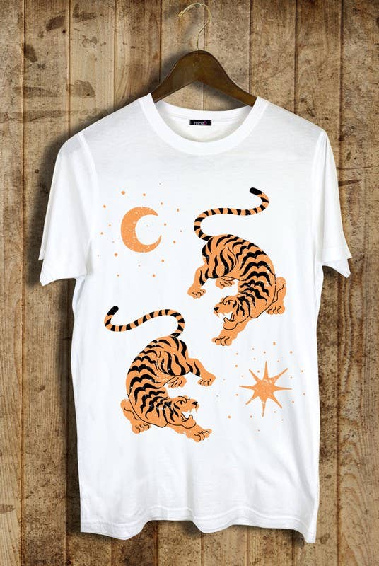 The Tiger, the Sun, the Moon Graphic Tee: White / L