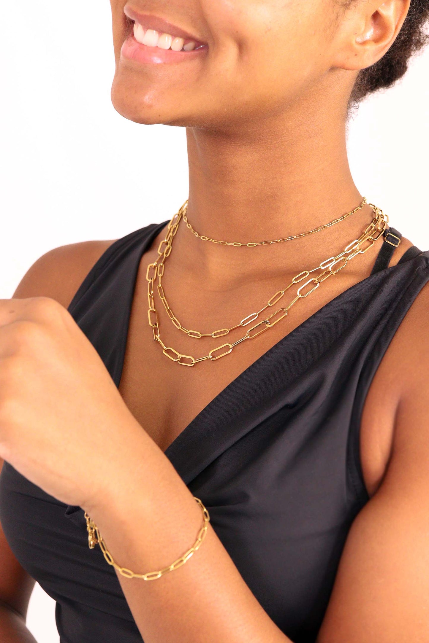 18K Gold Paperclip Chain Necklace: 18+02" / 4mm