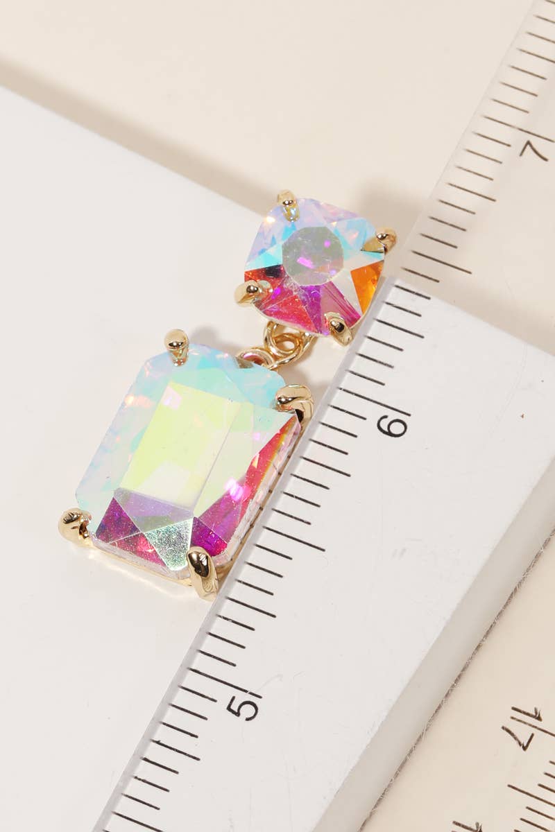 Rectangle Crystal Drop Earrings: GCL