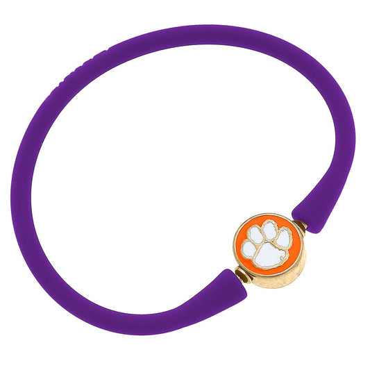 Clemson Tigers Enamel Silicone Bali Bracelet: Purple