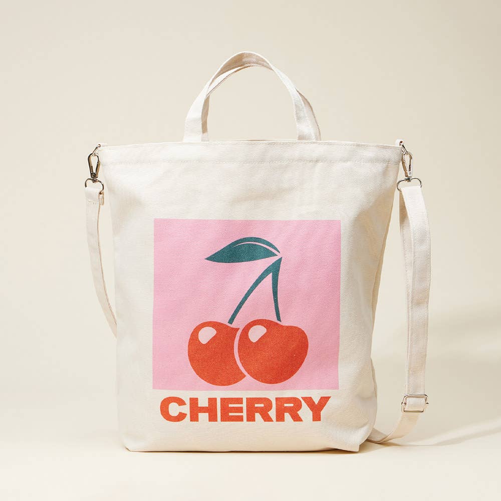 Limone Printed Top Handle Canvas Bag / Crossbody Bag: Pink