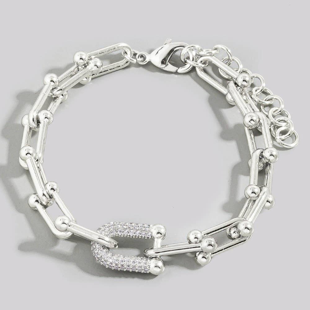 Gold Dipped Cz Chain Clasp Bracelet: GD