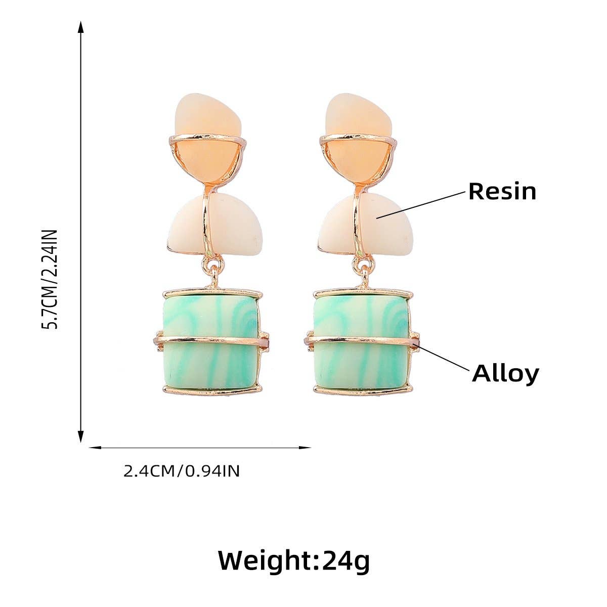 Bohemian Alloy Woven Frosted Resin Earrings: Color
