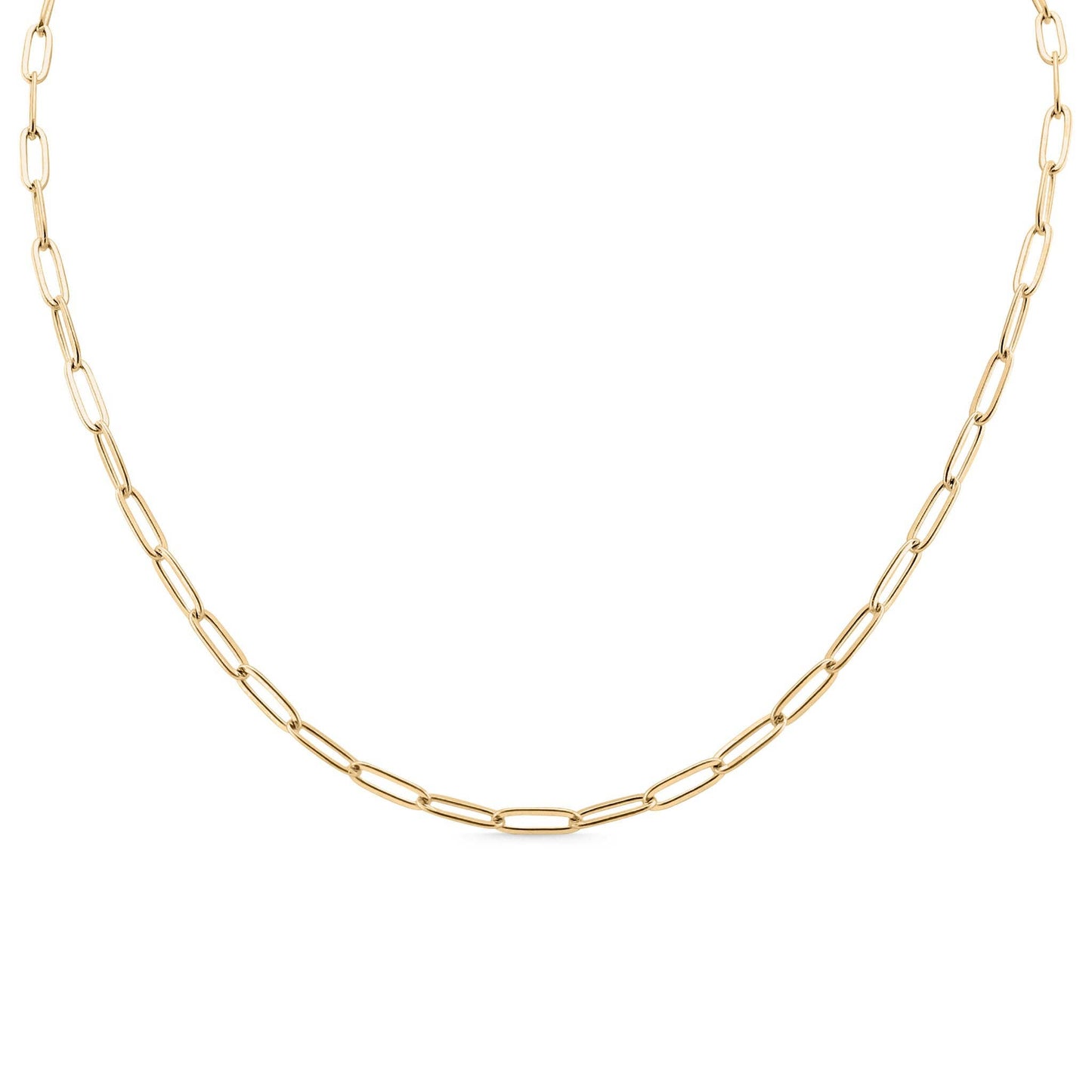 18K Gold Paperclip Chain Necklace: 18+02" / 4mm