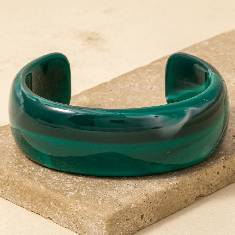 Wide Marble Resin Cuff Bracelet: TQ
