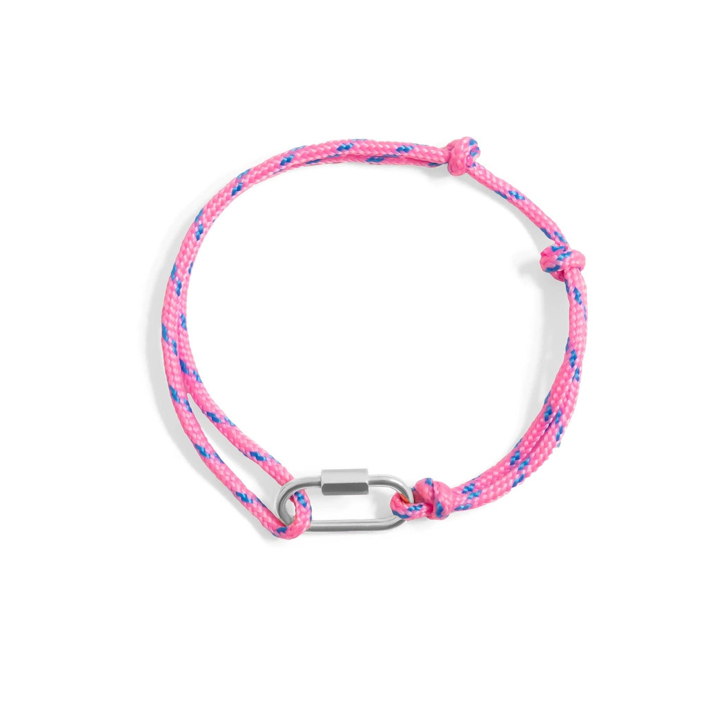 18KGold PVD Stainless Steel Hot Pink Rope Carabiner Bracelet: Gold
