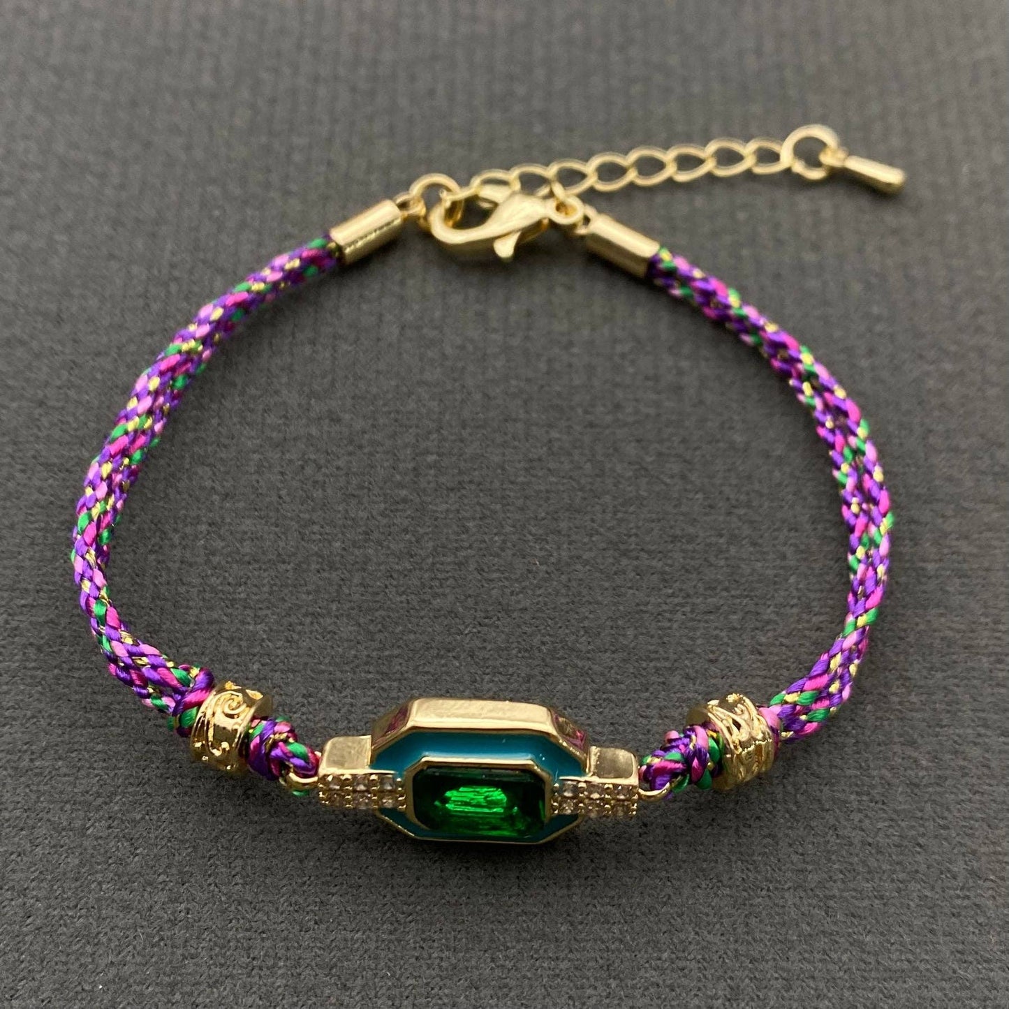 Boho zircon & Rhinestone Enamel Charm Rope Bracelets: C