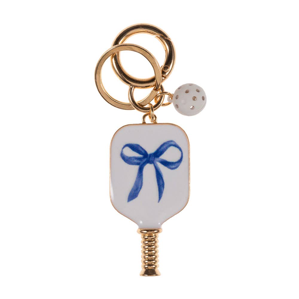 Enamel Bow Pointed Pickleball Paddle Keychain / Bag Charm
: Hot Pink