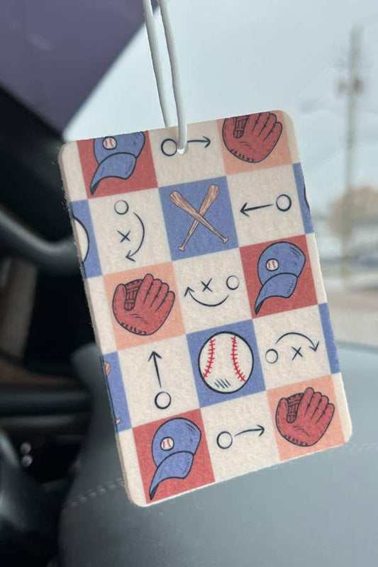 Baseball Checkers Air Freshener: Vanilla Cupcake