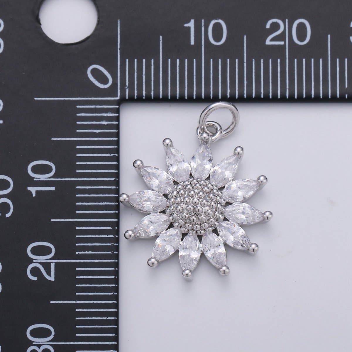Gold Crystal Sunflower Gold Filled Charm - D-483: Gold