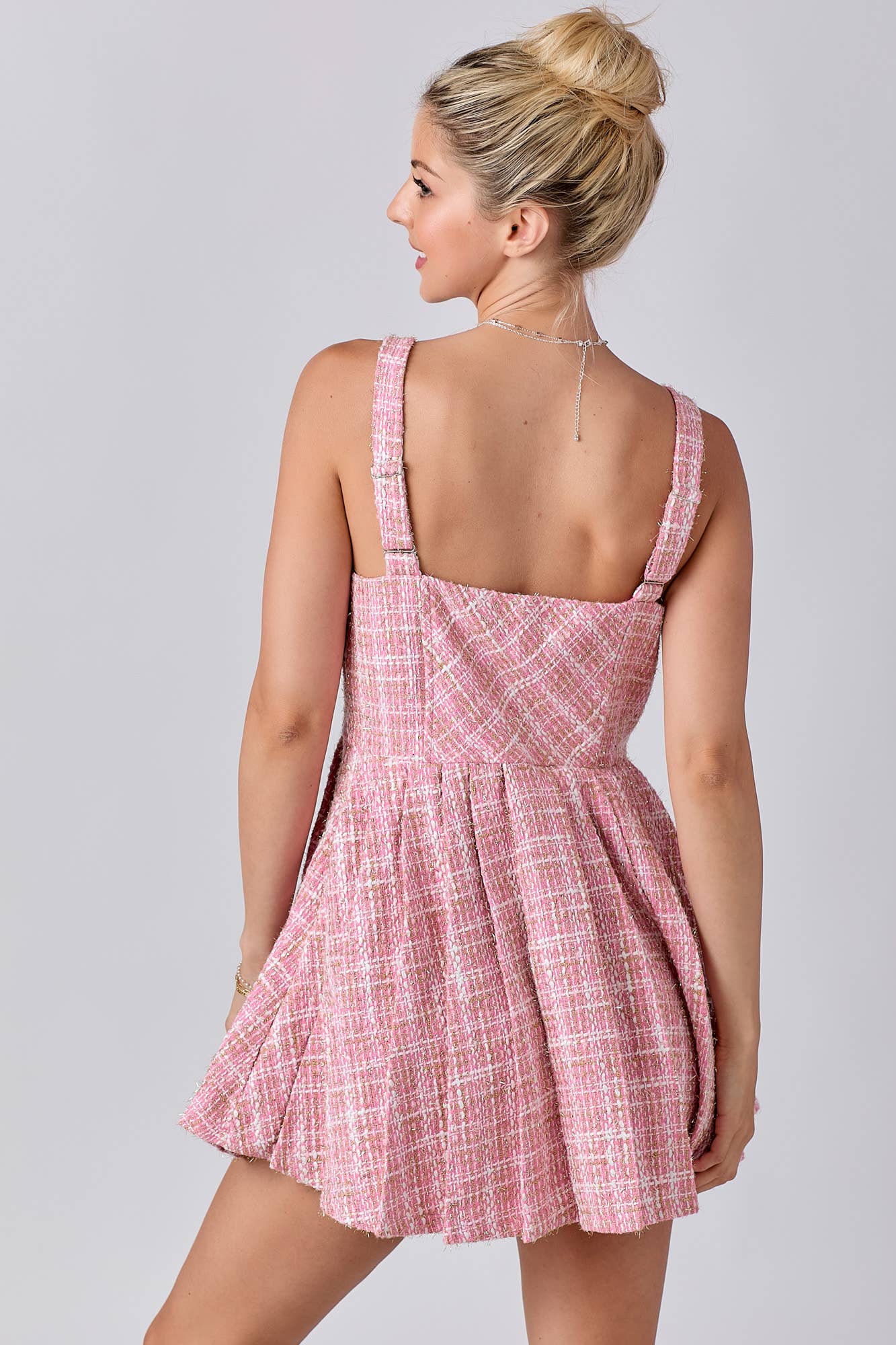 Tweed Fabric With Lurex Skort Style Romper: BLACK / L