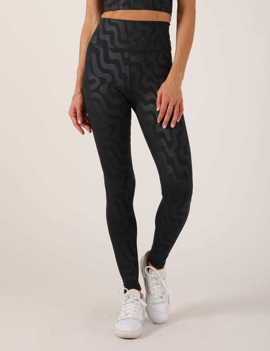Sultry Legging: Black Cosmic Ripple: Black Cosmic Ripple / S