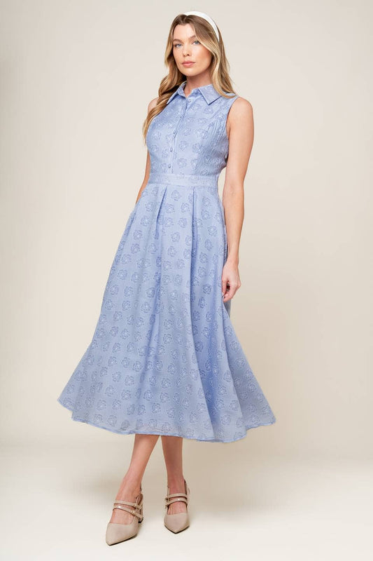 A woven midi dress - ID22241: SLATE BLUE / Contemporary / S