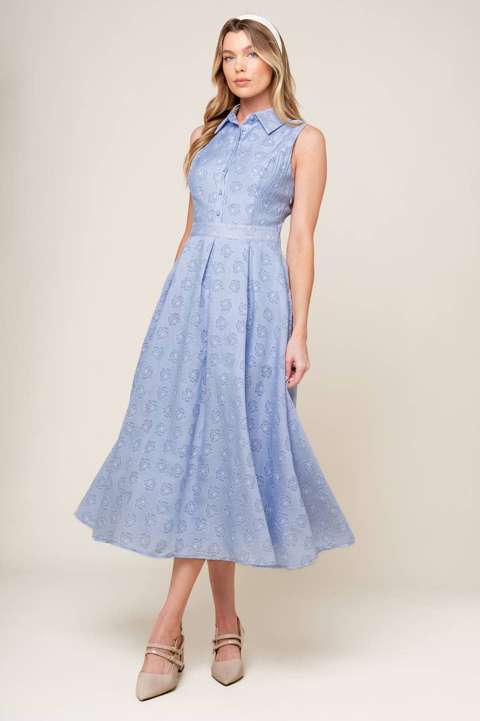 A woven midi dress - ID22241: SLATE BLUE / Contemporary / M