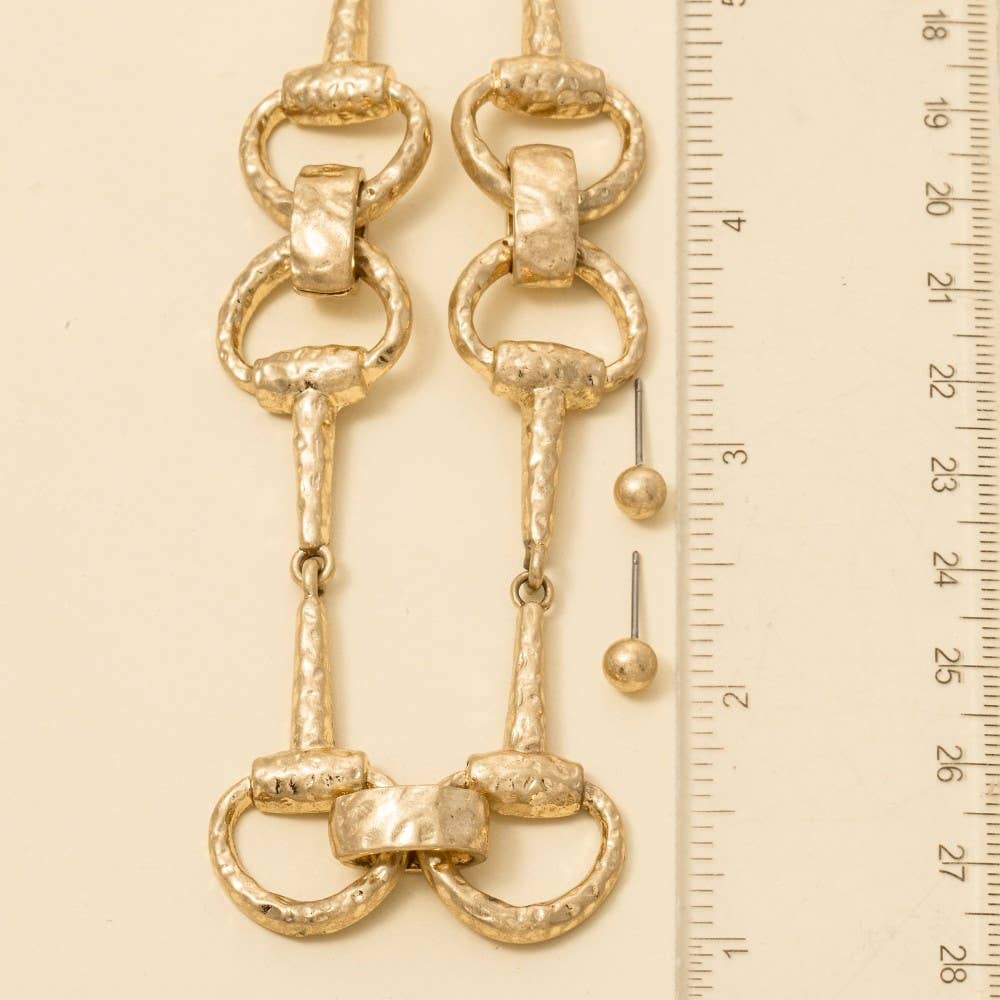 Hammered Equestrian Bit Link Necklace Set: VG