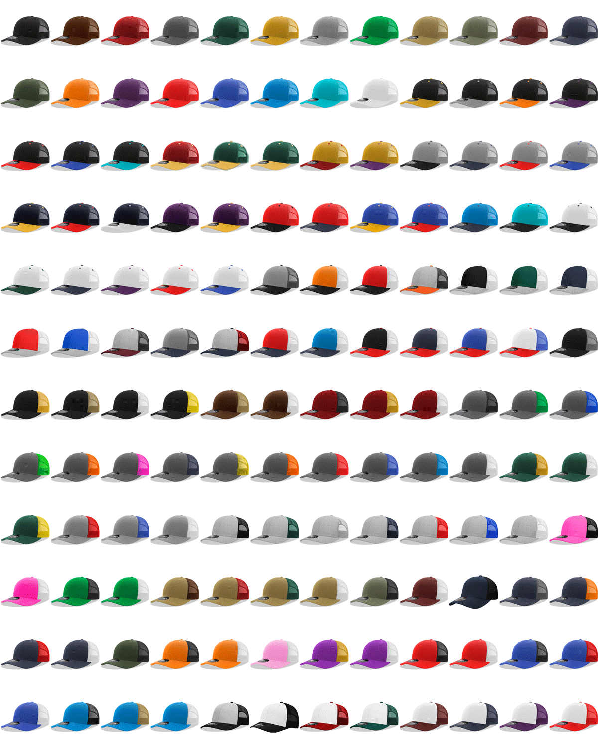 Decky 6021 Classic Trucker Hat, Mid Pro Trucker, 6 Panel Cap: Pink/White