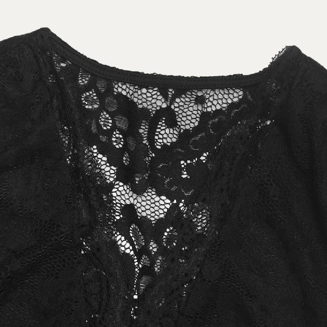 Catch Up Soft Floral Lace Sheer Sleeveless Bodysuit: Black / S