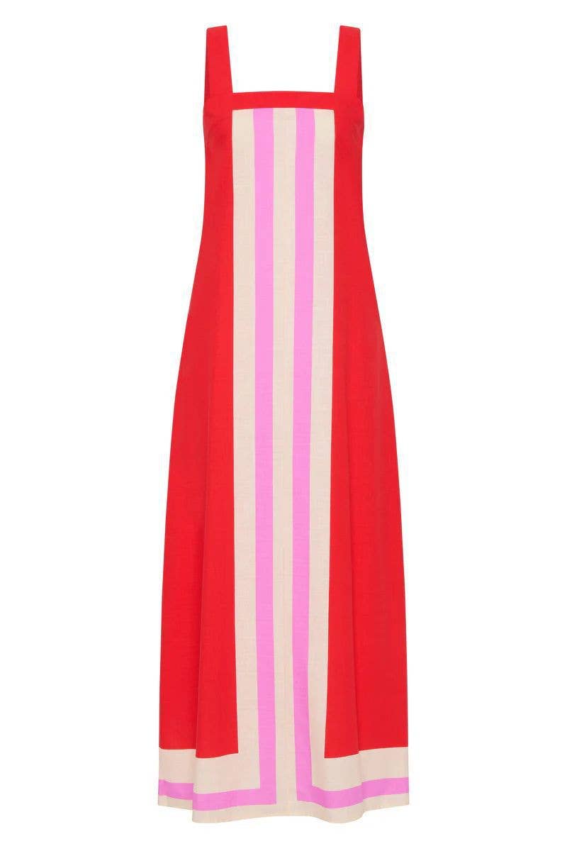 Colorblocked resort slip maxi dress: Red / S