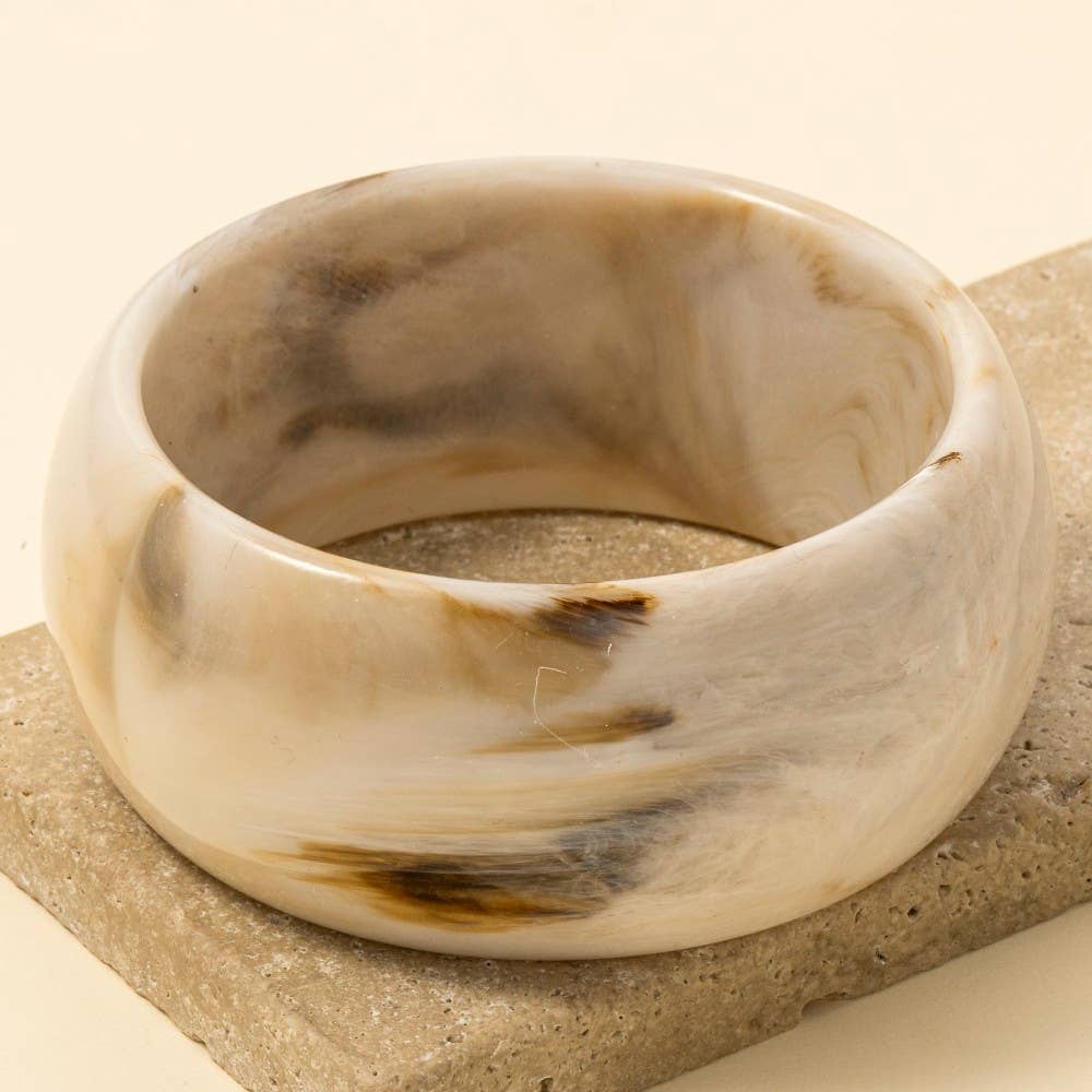 Wide Marble Resin Bangle Bracelet: TQ
