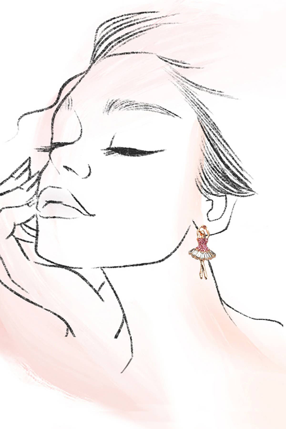 RHINESTONE BALLERINA STUD EARRINGS | 31E50381: Gold