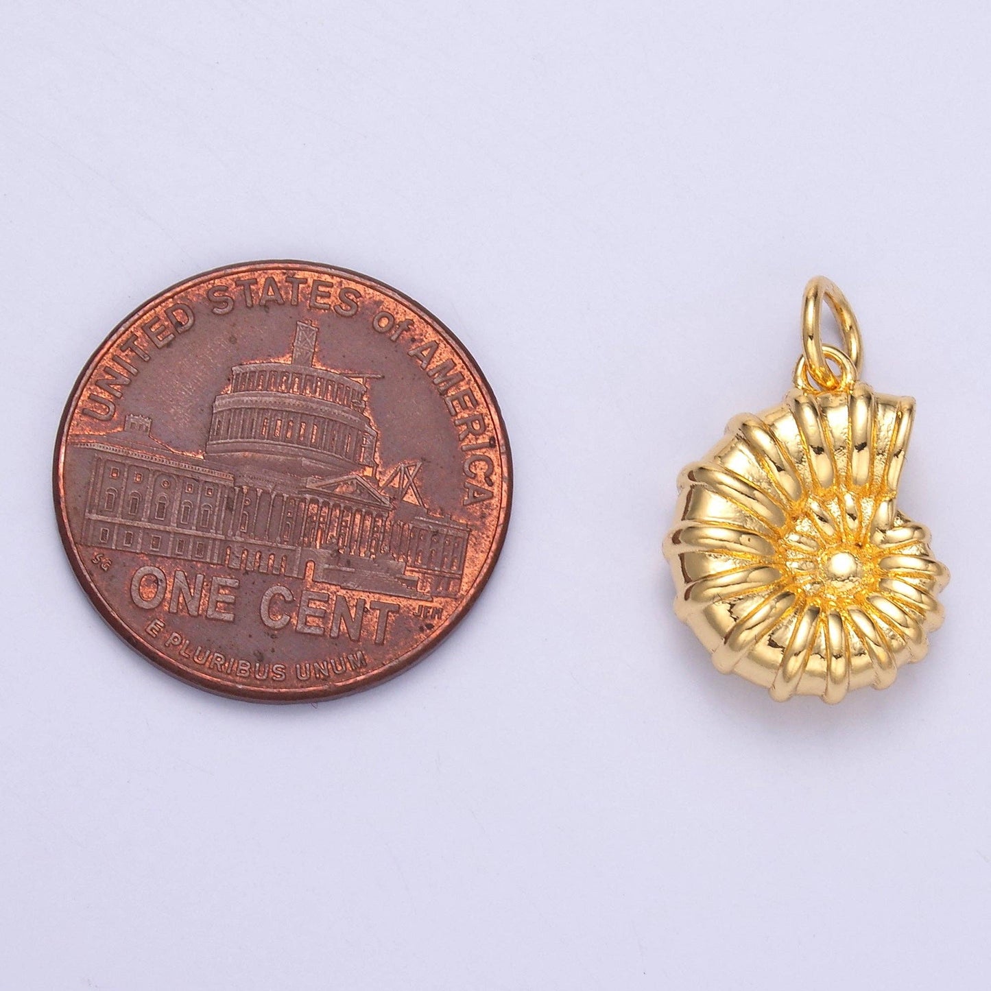 24K Gold Filled Nautilus Shell Multidimensional 3D Charm in Gold & Silver | N014: Silver