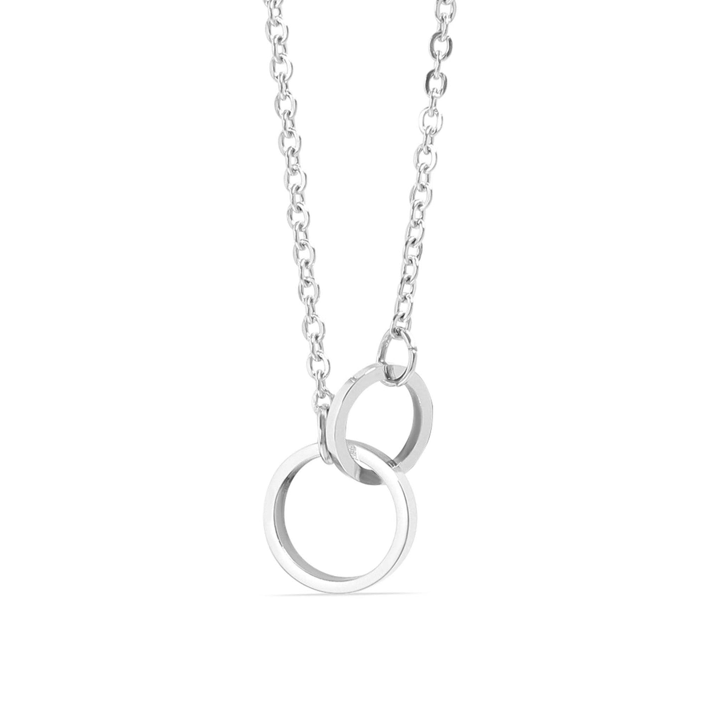 18K Gold PVD Stainless Steel Interlocked Rings Necklace: Stainless