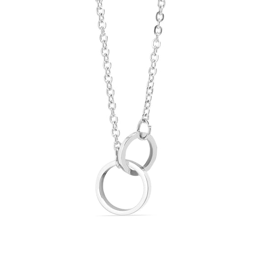 18K Gold PVD Stainless Steel Interlocked Rings Necklace: Stainless