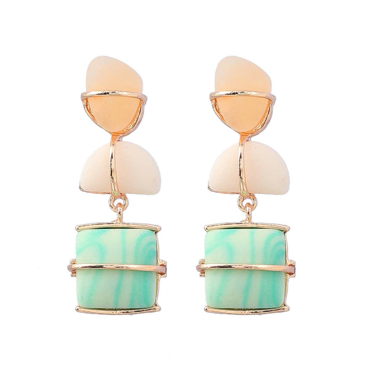 Bohemian Alloy Woven Frosted Resin Earrings: Color
