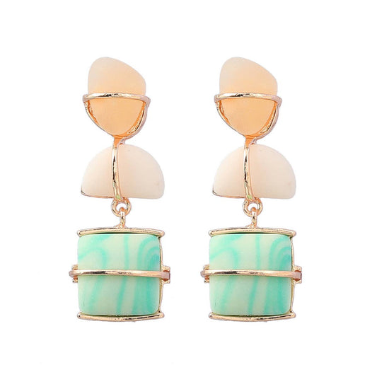 Bohemian Alloy Woven Frosted Resin Earrings: Color