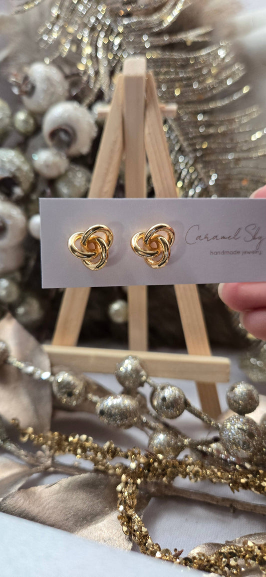 18k Gold Plated Knot Stud Earrings for Women