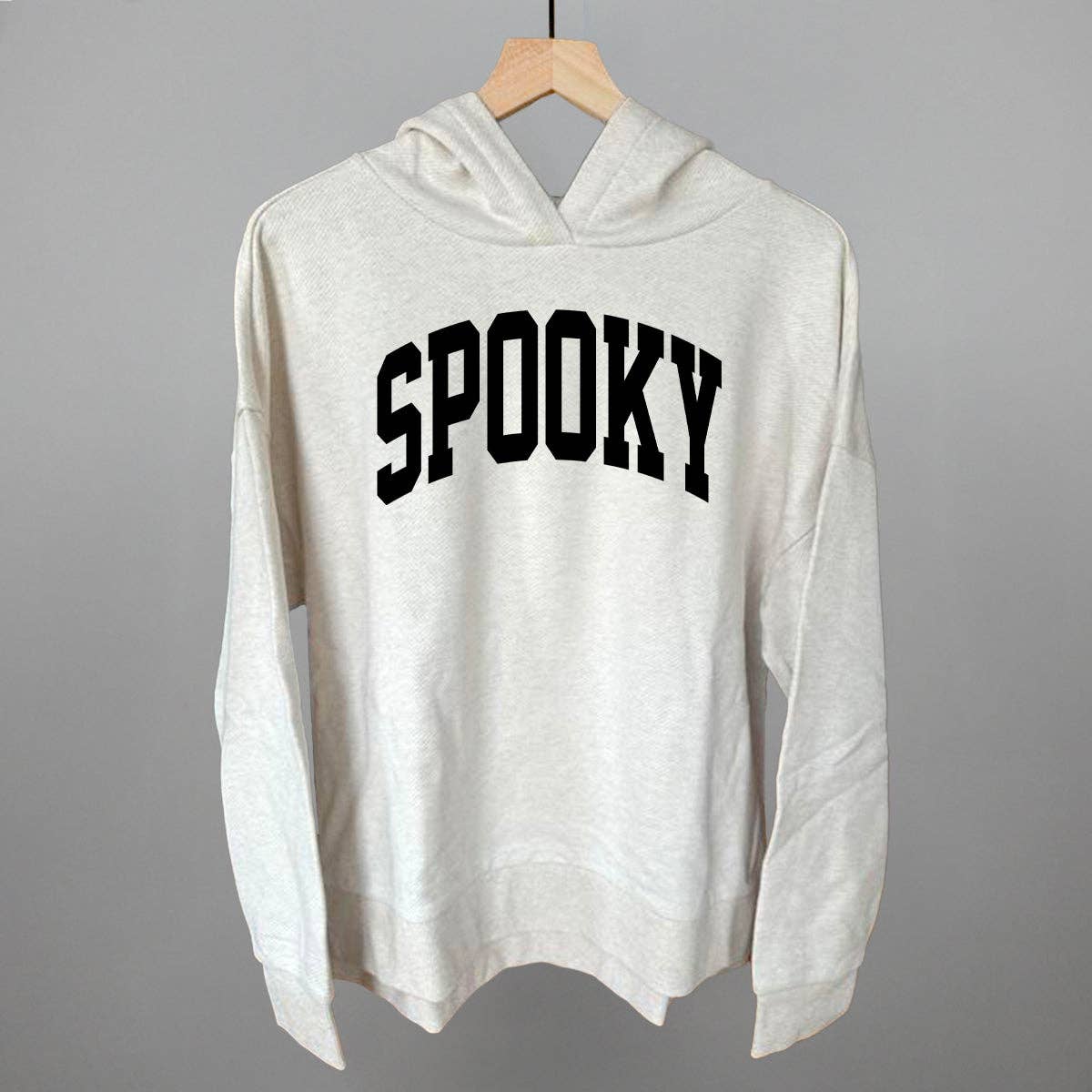 Spooky Arch (Black): Heather Grey / XL / Oversized Varsity Crew