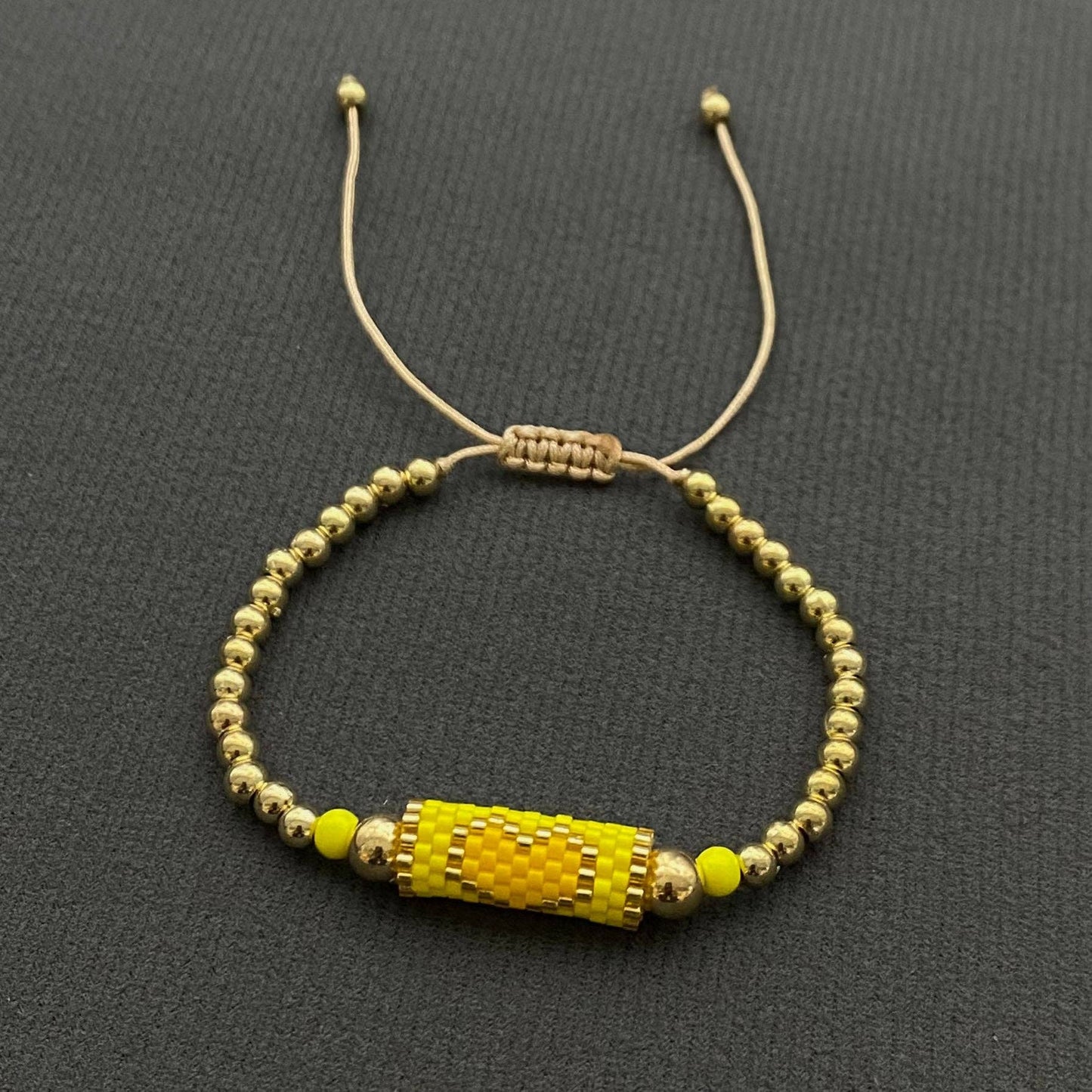 Boho Heart Pattern Seed Beads Charm Bracelet - BJ/SB: B