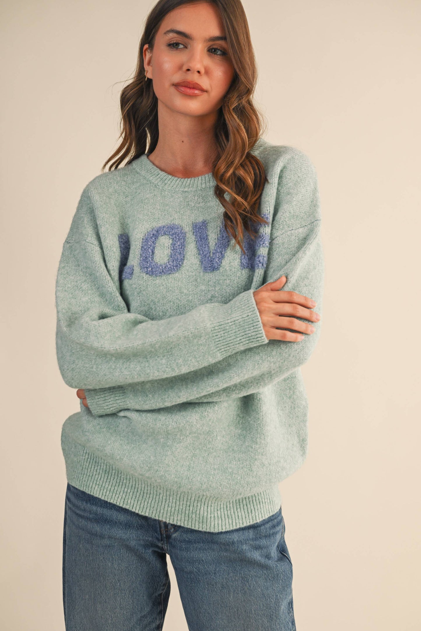IT4433 LOVE COZY SOFT SWEATER TOP: SAGE / M